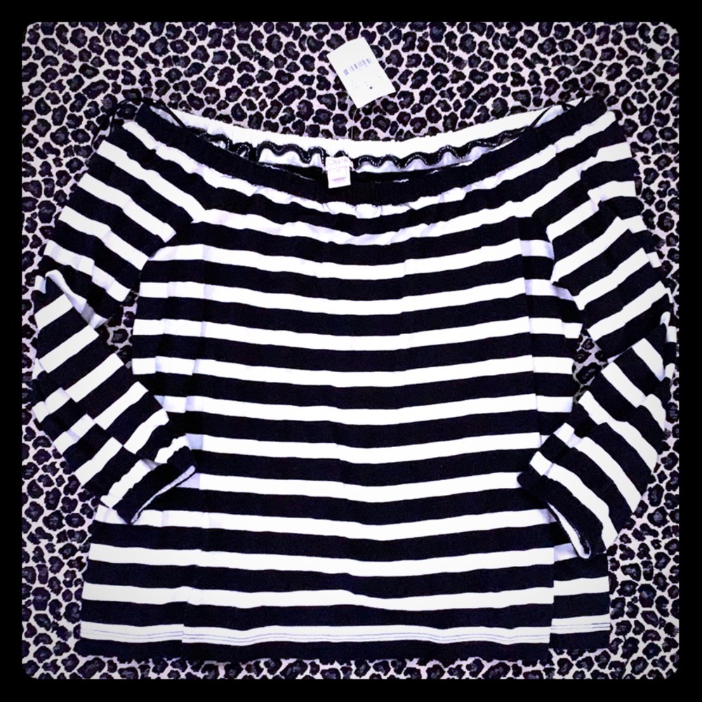 NWT J. Crew off shoulder striped cotton top